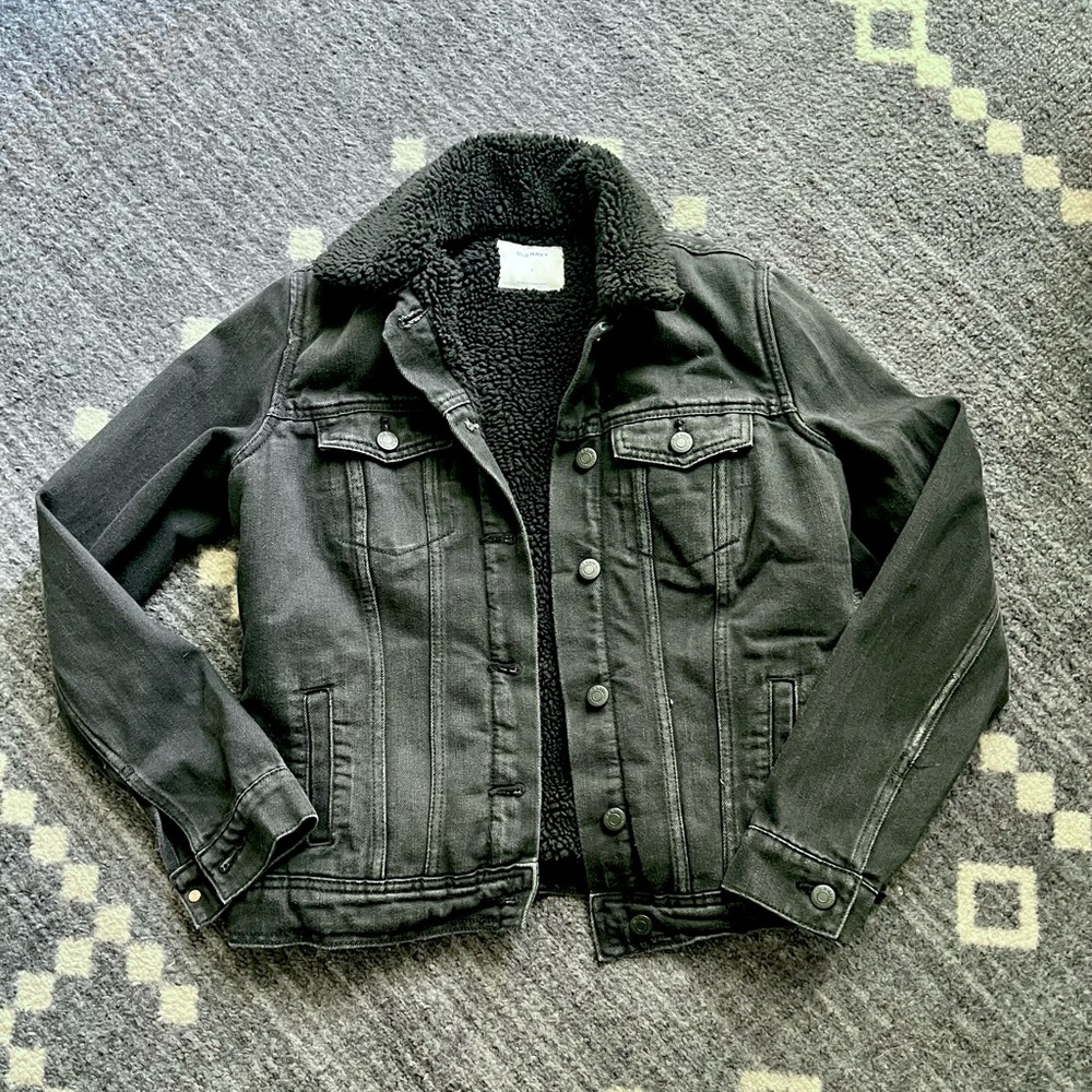 Black Denim Sherpa Jacket sz s